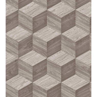 Dutch Wallcoverings Vliesbehang Renaissance natural cube - taupe - 10,05m x 53cm