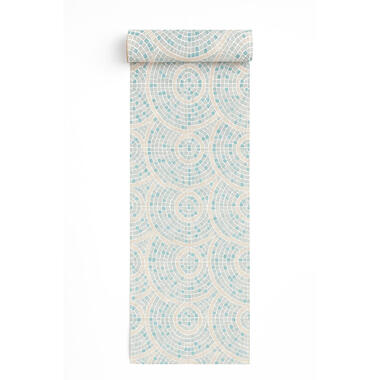 Dutch Wallcoverings Vliesbehang Artifice mozaïc tegel - grijs/petrol - 10mx53cm