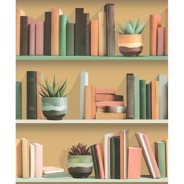 Dutch Wallcoverings Vliesbehang Artifice boeken/planken - geel - 10,05m x 53cm