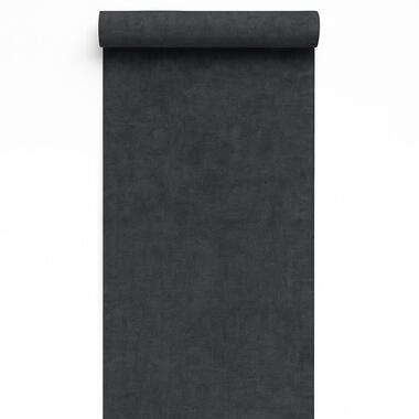 Dutch Wallcoverings Vliesbehang Linen & Textures uni - blacksilver - 10m x 53cm