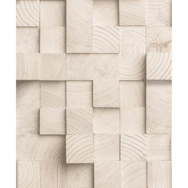 Dutch Wallcoverings Vliesbehang Artifice houtblokken - beige - 10,05m x 53cm