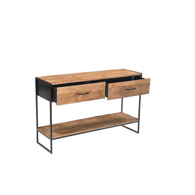 Sidetable Naturel Mangohout - Metaal - 120x35x75cm - Elin