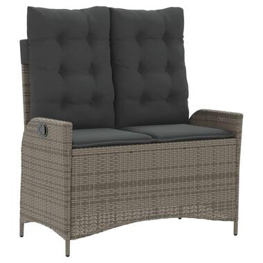 vidaXL - Verstelbare loungebank met kussens - Grijs - Poly rattan - 104x59x93 cm