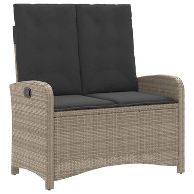 vidaXL - Verstelbare loungebank met kussens - Lichtgrijs rattan - 105x59x93 cm