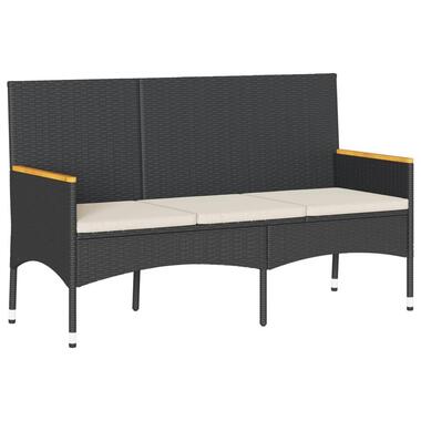 vidaXL 3 zits Tuinbank met kussens Zwart poly rattan 140x54x85 cm