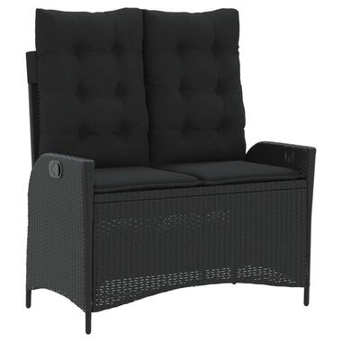 vidaXL - Verstelbare loungebank met kussens - Zwart - Poly rattan - 104x59x93 cm