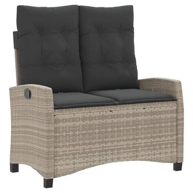 vidaXL - Verstelbare loungebank met kussens - Lichtgrijs rattan - 105x66x93 cm