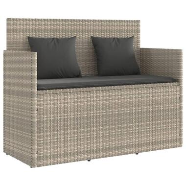 vidaXL Tuinbank met kussens Lichgrijs Poly rattan 120x50x90.5 cm