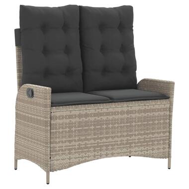 vidaXL - Verstelbare loungebank met kussens - Lichtgrijs rattan - 104x59x93 cm