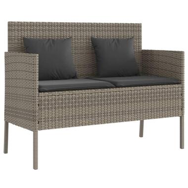 vidaXL - Tuinbank met kussens - Grijs - Poly rattan - 113x61x87 cm