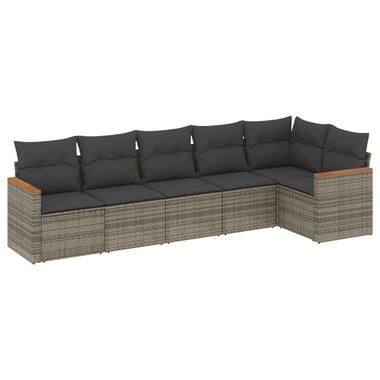 vidaXL 6-delige Loungeset voor 6 met kussens - Gris - Poly rattan