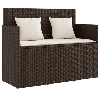vidaXL - Tuinbank met kussens - Bruin - Poly rattan - 120x50x90.5 cm