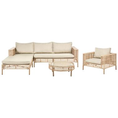 CALASETTA - Loungeset 4-zits - Beige - Rechtszijdig - PE rotan