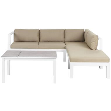 MESSINA - Loungeset voor 5 - Zandbeige/Wit - Aluminium