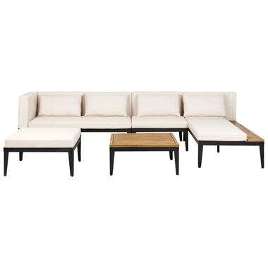 BRACCIANO - Loungeset 4-zits ottomaan - Lichtbeige - Acaciahout