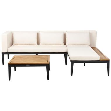 BRACCIANO - Loungeset 3-zits - Lichtbeige - Links - Acaciahout