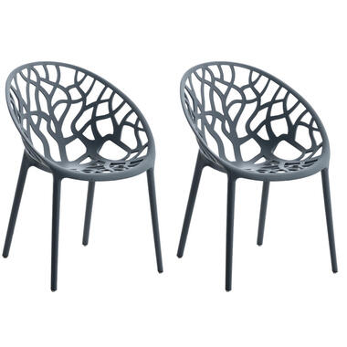 CLP Set van 2 Tuinstoel Hope Kunststof - antraciet