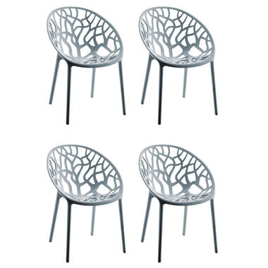 CLP Set van 4 Tuinstoel Hope Kunststof - grijs