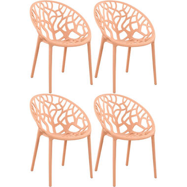 CLP Set van 4 Tuinstoel Hope Kunststof - perzik
