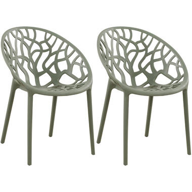 CLP Set van 2 Tuinstoel Hope Kunststof - olijf
