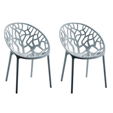 CLP Set van 2 Tuinstoel Hope Kunststof - grijs