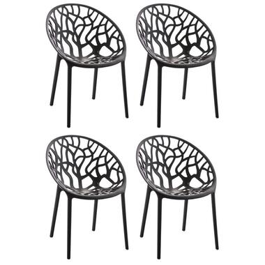 CLP Set van 4 Tuinstoel Hope Kunststof - zwart