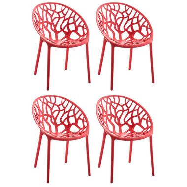 CLP Set van 4 Tuinstoel Hope Kunststof - rood