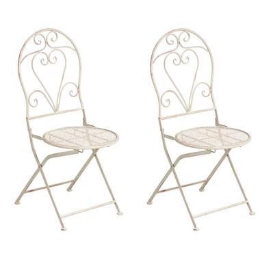 FOLELLI - Set van 2 tuinstoelen - Lichtbeige - IJzer