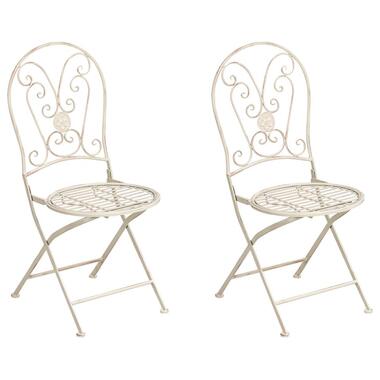 COGGIA - Set van 2 tuinstoelen - Lichtbeige - IJzer