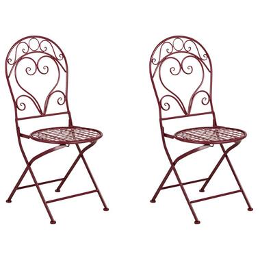 ALBINIA - Tuinstoel set van 2 - Bordeaux - Metaal