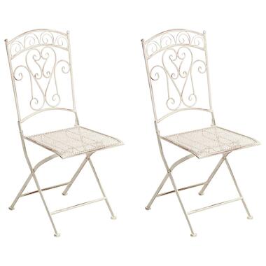 JUINA - Set van 2 tuinstoelen - Lichtbeige - IJzer