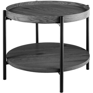 CLP Bijzettafel Corbitan zwart Frame - Hout - grijs