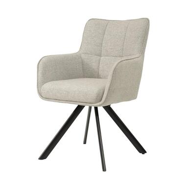 Eetkamerstoel Zand/Zwart - Draaibaar - Tori - Set van 2