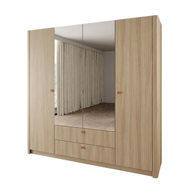 Meubella - Voorne - Kledingkast met 4 deuren - Eiken - 213 cm