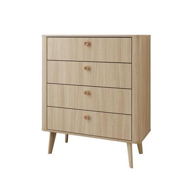 Meubella - Voorne - Ladekast 4 lades - Eiken - 88x38x103 cm