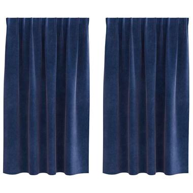 vidaXL Gordijnen - Verduisterend - Donkerblauw - 140x175 cm - Fluweel - 2 Stuks