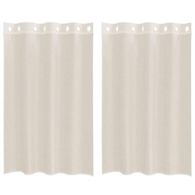 vidaXL Gordijnen van voile met ringen - Crème - 140x175 cm - Stof - 2 Stuks
