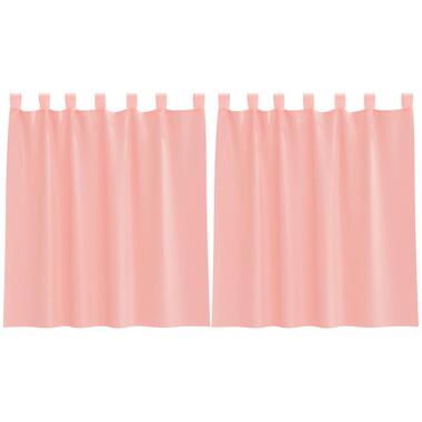 vidaXL Gordijnen van voile met lussen - Roze - 140x140 cm - Stof - 2 Stuks