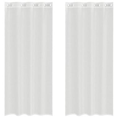 vidaXL Gordijnen van voile met ringen - Wit - 140x225 cm - Stof - 2 Stuks