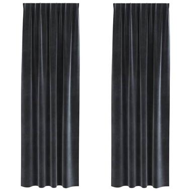 vidaXL Gordijnen - Verduisterend - Donkergrijs - 140x245 cm - Fluweel - 2 Stuks
