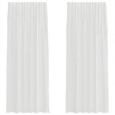 vidaXL Gordijnen van voile met roedezakken - Wit - 140x245 cm - Stof - 2 Stuks