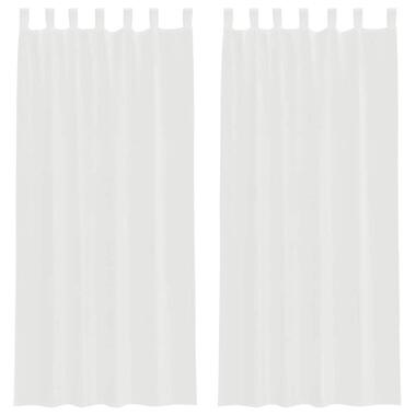 vidaXL Gordijnen van voile met lussen - Wit - 140x245 cm - Stof - 2 Stuks