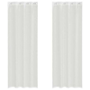 vidaXL Gordijnen van voile met ringen - Wit - 140x260 cm - Stof - 2 Stuks