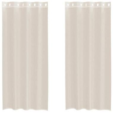 vidaXL Gordijnen van voile met ringen - Crème - 140x225 cm - Stof - 2 Stuks