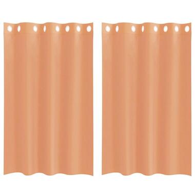 vidaXL Gordijnen van voile met ringen Terracotta 140x175 cm Stof 2 Stuks