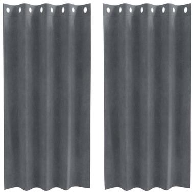 vidaXL Gordijnen met ringen - Lichtgrijs - 140x175 cm - Fluweel - 2 Stuks