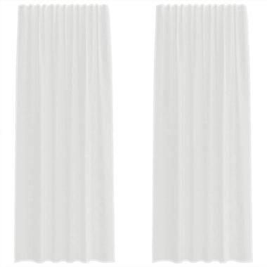 vidaXL Gordijnen van voile met roedezakken - Wit - 140x225 cm - Stof - 2 Stuks