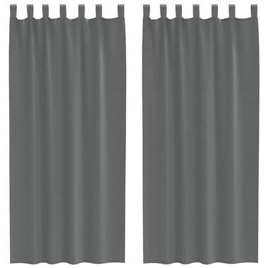 vidaXL Gordijnen van voile met lussen - Donkergrijs - 140x225 cm - Stof - 2 St.