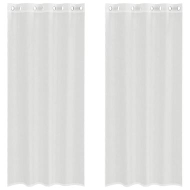 vidaXL Gordijnen van voile met ringen - Wit - 140x245 cm - Stof - 2 Stuks