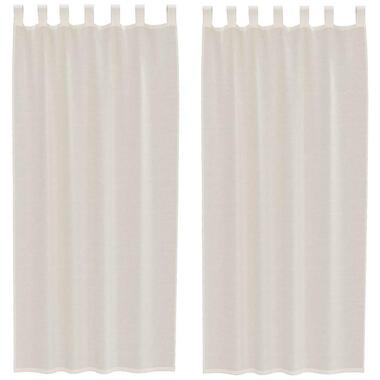 vidaXL Gordijnen van voile met lussen - Crème - 140x245 cm - Stof - 2 Stuks